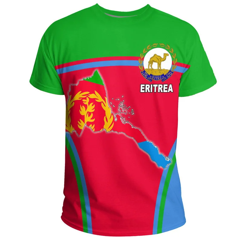 African Eritrea Pattern T-shirt Fashion 3D Printed Coat Of Arms T Shirts Men Casual Crew Neck Tees Sports Loose Short Sleeves