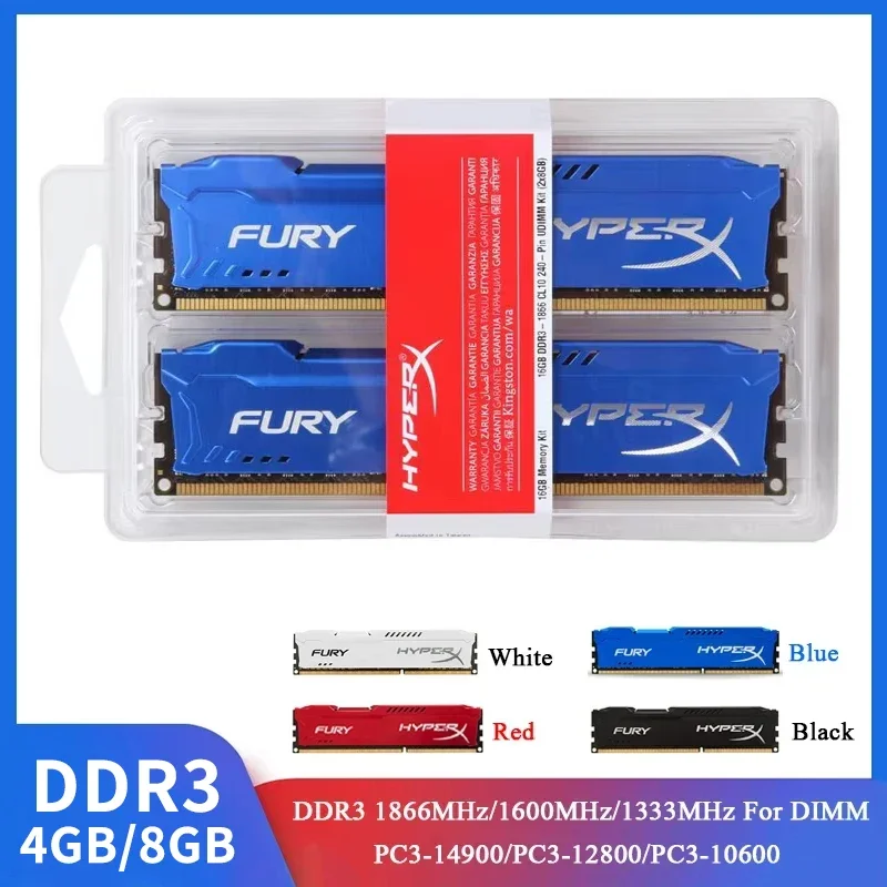 DDR3 Memoria 8GB (2x4GB) 16GB (2x8GB) Kit RAM 1866MHz 1600MHz 1333MHz Desktop RAM 240Pins 1.5V DIMM PC3-12800 14900 HyperX Fury