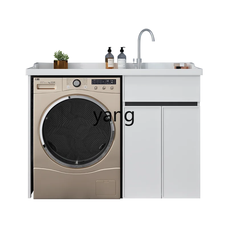 LH balcony laundry cabinet quartz stone with rubbing board integrated basin combination laundry cabinet significant other