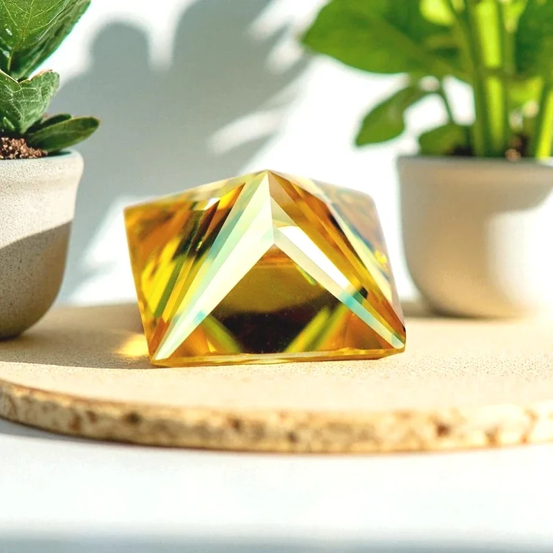 

Moissanite Stone Princess Cut Golden Yellow Loose Gemstone Lab Grown Diamond For Advanced Jewel Making With GRA Certificate