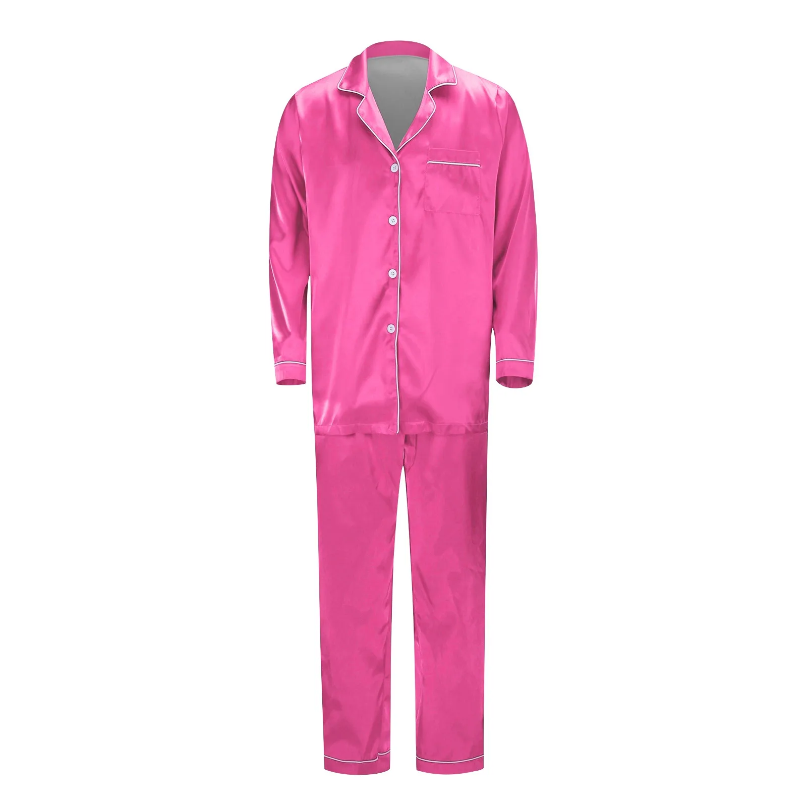 Boys And Girls Silk Lapel Single-Breasted Long-Sleeved Pajama Set Children's Pajama Set 3-12 Years Old Parent-Child Pajama Set