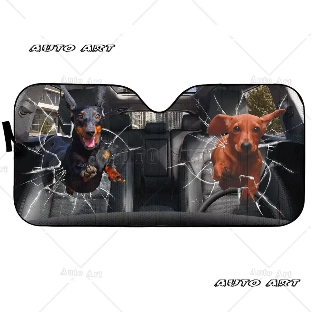 Doberman-Protetor de visera para parabrisas de coche, guarda-sol para Conductor, Animal divertido, sombra, decoração de janela d
