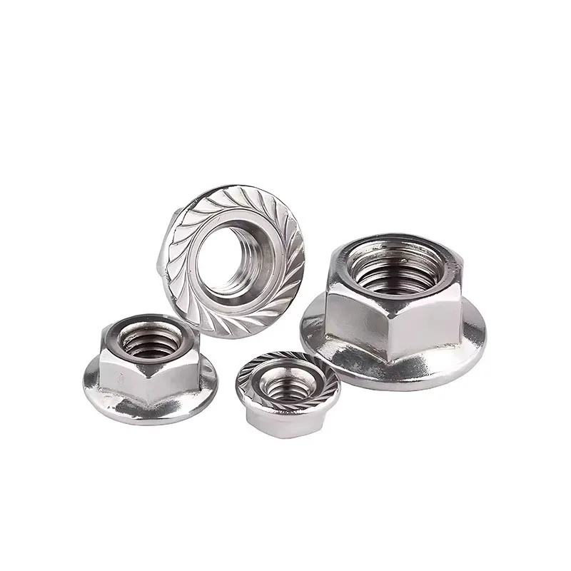 2-30PCS High Quality Serrated Spinlock Flange Nut M3 M4 M5 M6 M8 304 Stainless Steel Hexagon Locknuts Self-Locking Hex Nus