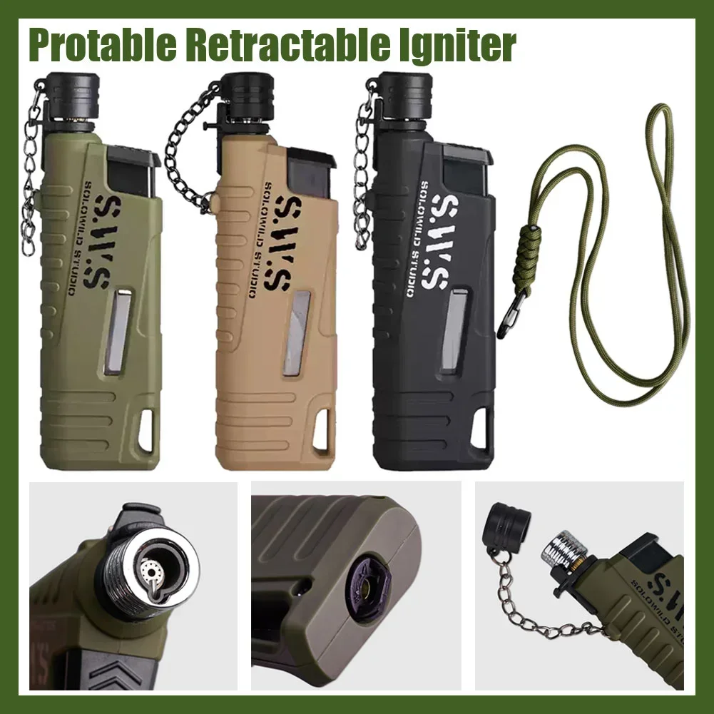 2025 Telescopic Windproof Portable Retractable Igniter Outdoor Barbecue Gas Lighter Waterproof Camping Electronic Men's Gifts 