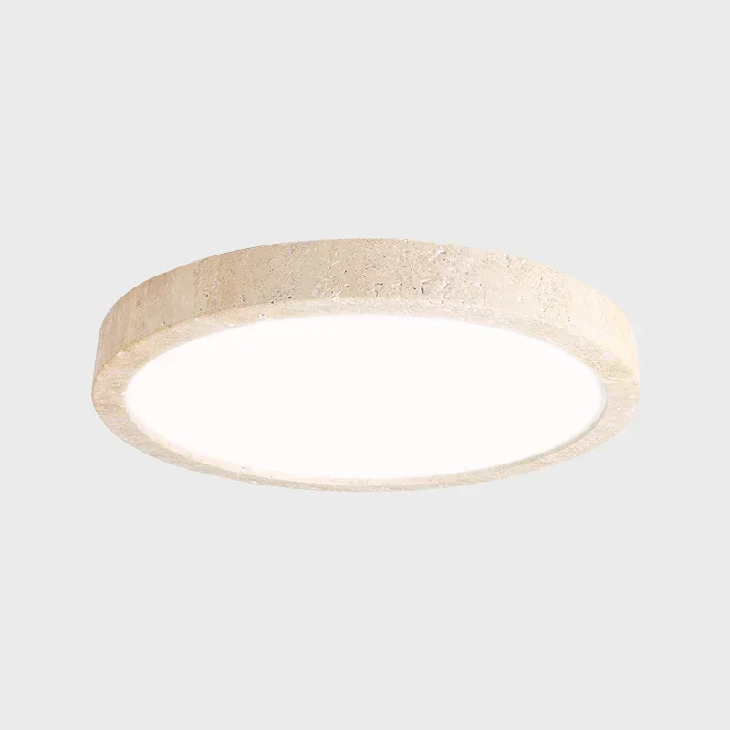 Retro Round Disc Shape Yellow Hole Stone LED Ceiling Lights Nordic Living Room Bedroom Kitchen Restaurant Acrylic Hanging Lamps
