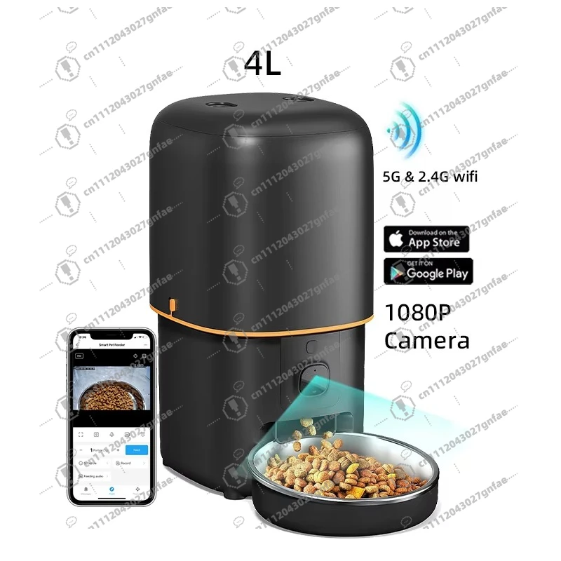 5G WiFi Automatic Pet Feeder Camera 1080P Pet Food Dispenser Camera Stainless Steel BowlCatandDogWifi SmartPetFeeder with Camera