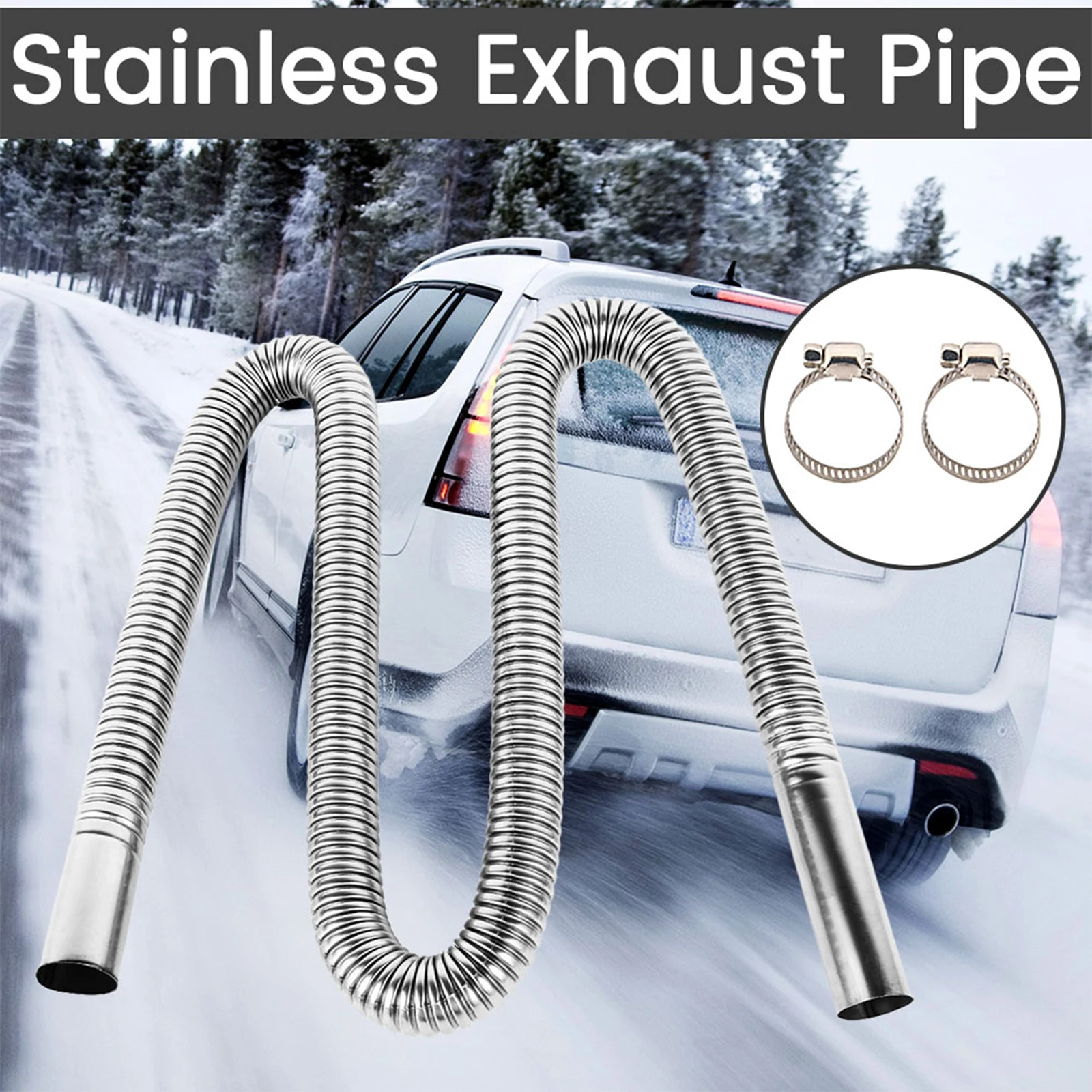 120cm Stainless Steel Exhaust Pipe Parking Air Heater Exhaust Pipe Flexible Parking Air Heater Fuel Tank Diesel Gas Vent Hose