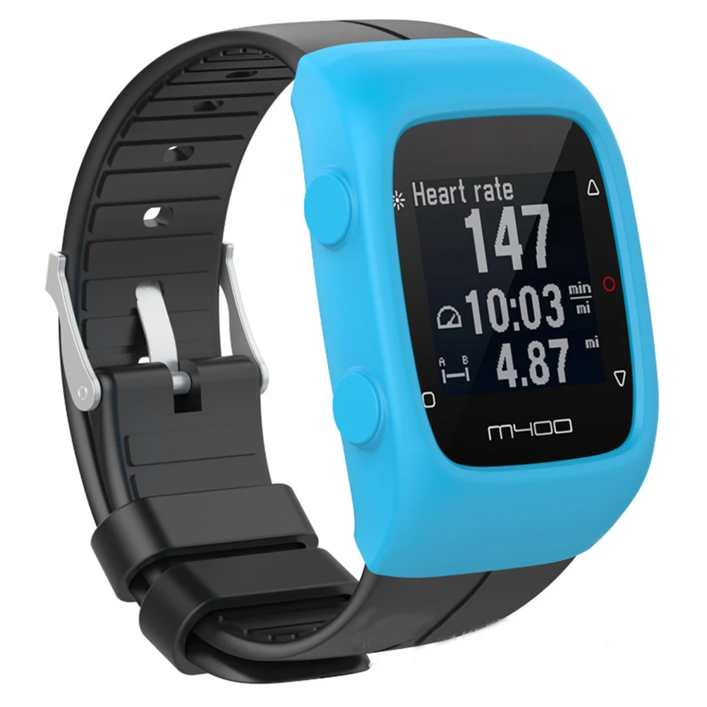 

Protective Silicone Watch Cover Blue Compatible M400 M430 Durable Watch Case Shockproof Sleeve Replacement Band Cover