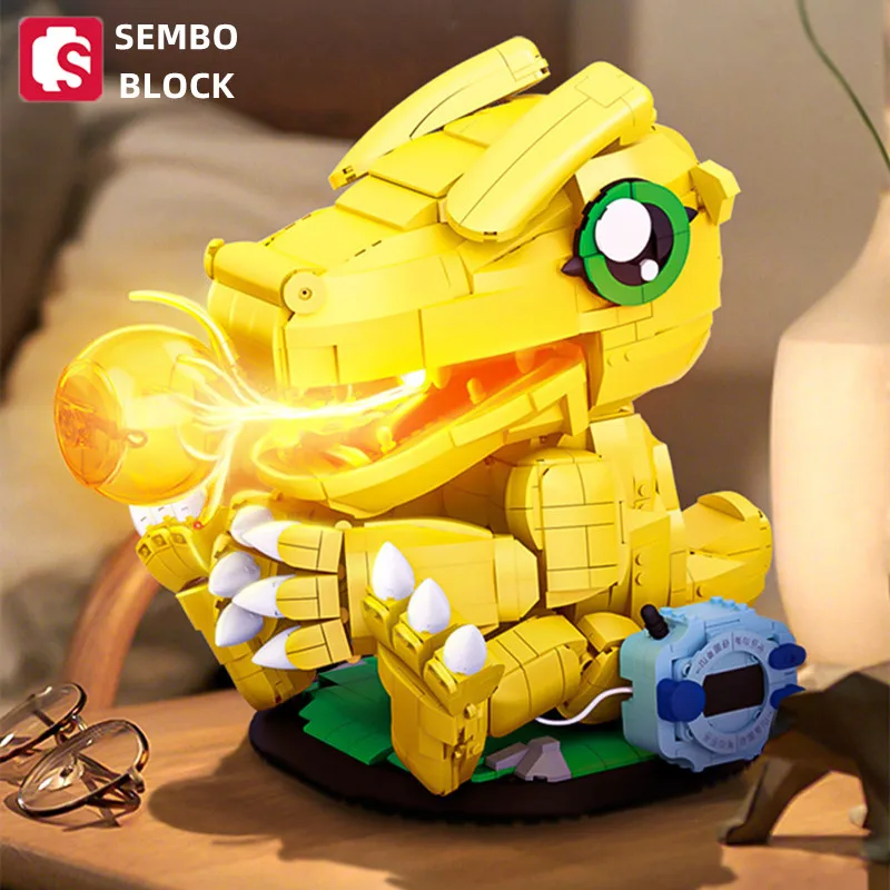 

SEMBO BLOCK Digimon plastic model Agumon big Ornaments Japanese cartoons anime character DIY assembly kids toy boy birthday gift