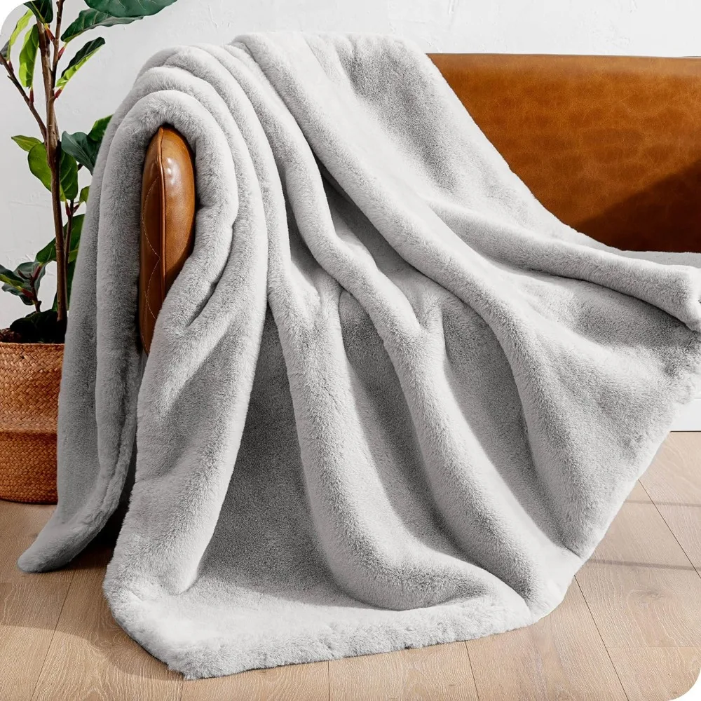 Faux Fur Blanket - Ultra-Soft Luxurious - Cozy Warm Blanket for Couch, Sofa, Chair, Bed - Fuzzy Fluffy Super Soft 47x60 inches