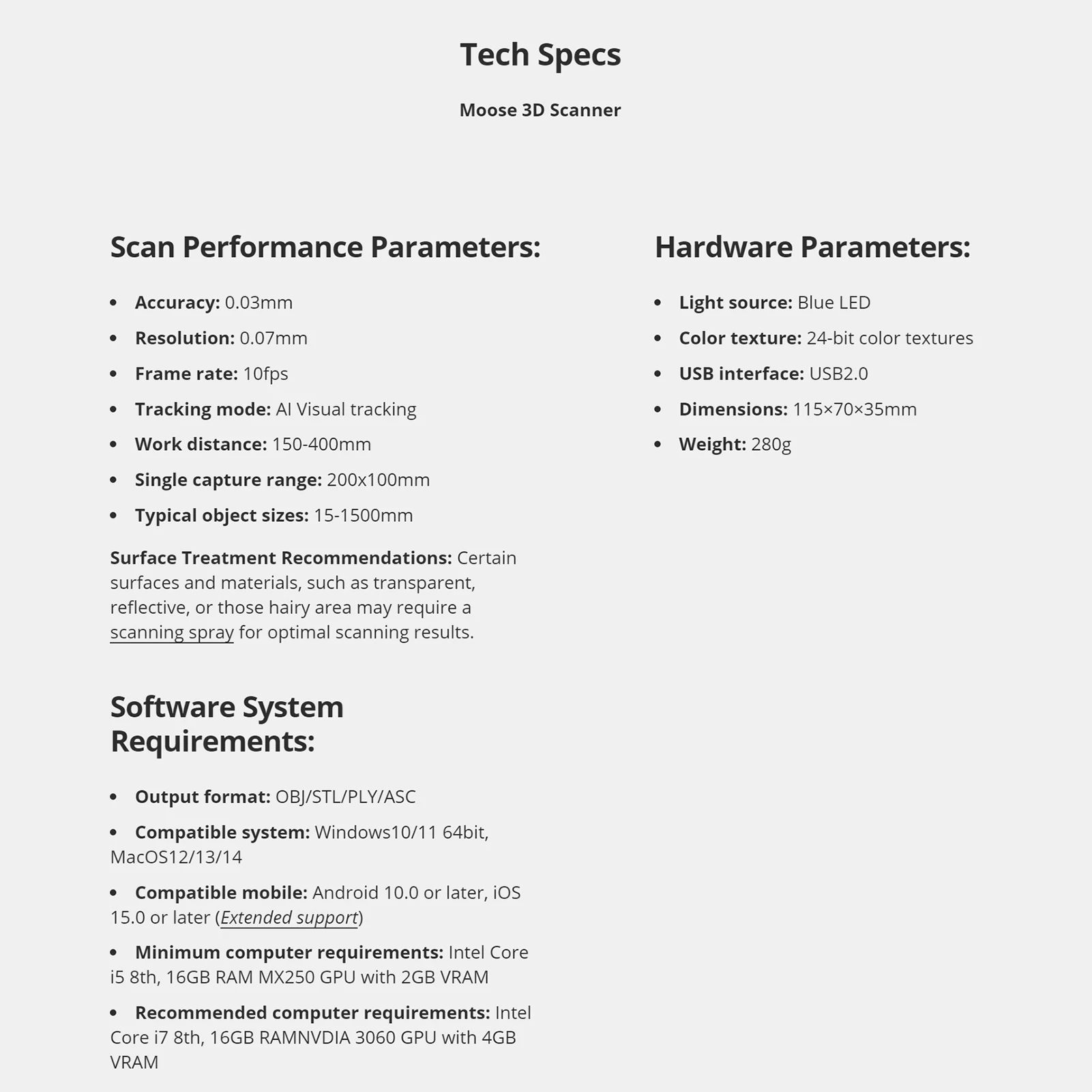 3D-Scanner für den 3D-Druck, tragbarer 3D-Modellscanner mit 0,03 mm hochdetaillierter Präzision, 24-Bit-Farbkamera,