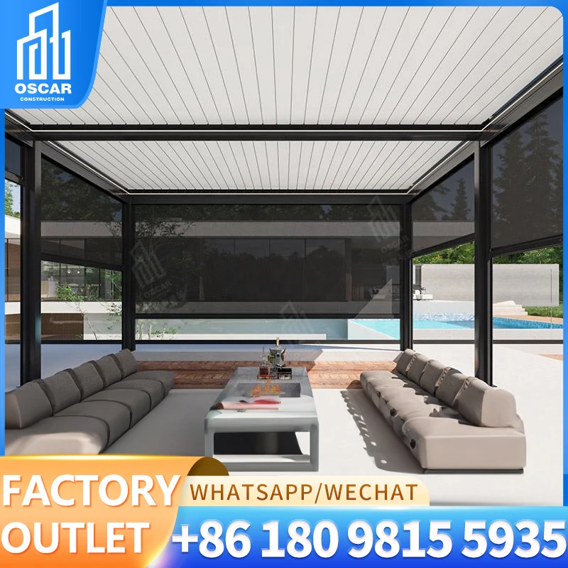 Luxury View New Technology Bioclimatic 5x3 Pergolas Waterproof Opening Roof Aluminium Pergola Garden Supplies