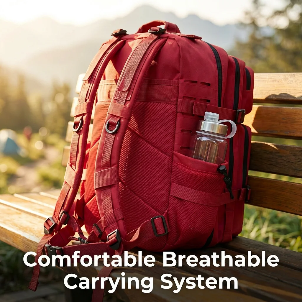 45L Tactical Backpack For Men With MOLLE Webbing System Outdoor Survival Gym Fitness Hiking Camping Backpack Dual Cup Holders Large Capacity Rucksack For Wilderness Trip Travel Daily Work Commute Outdoor Camping Activities Gear Storage Backpack