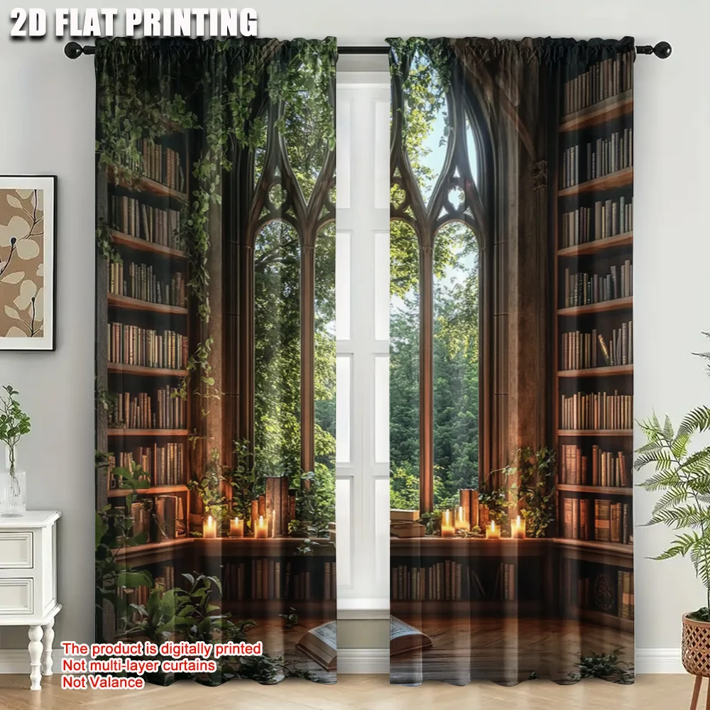 2pcs, Curtains Roller Blinds 2D plane printing Vintage Magic Versatile Durable Polyester (without rod) Stuff Clearance Perfect
