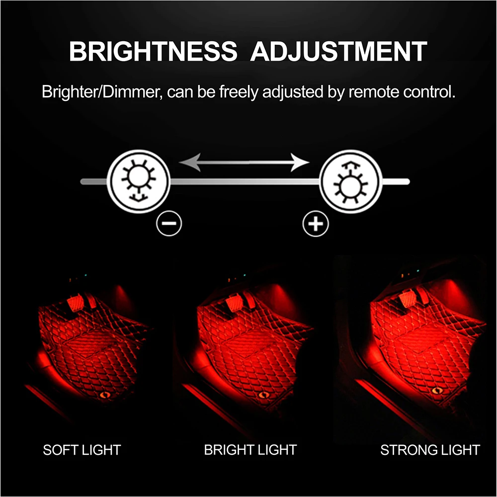 Neon 36 48 72 RGB LED Auto-interieur Ambient Voetlicht Draadloze afstandsbediening Muziek APP Controle Auto RGB Sfeer Decoratieve Lamp DC12