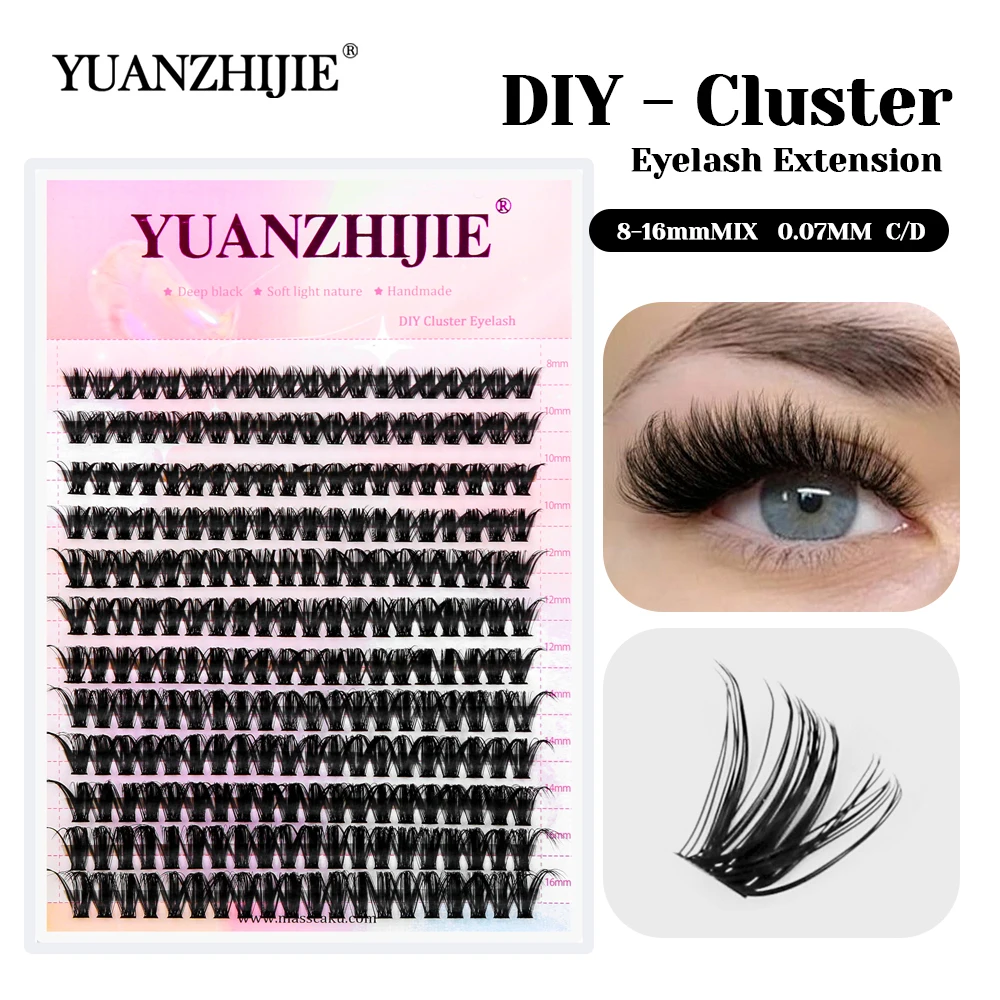 

YUANZHIJIE All Size Fluffy Segmented Hybrid Eyelash 0.07mm Thickness Large Capacity DIY Clusters Eyelashes for Daily Makeup Use