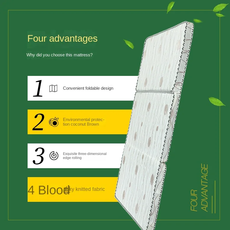 Składany materac Tatami z naturalnego włókna kokosowego pojedynczy z wyjmowaną i oddychająca osłona matą kokosową do domu/hotelu