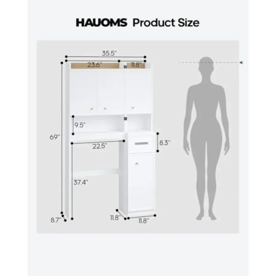 7-Tier Over Toilet Storage Cabinet, 2-in-1, Separable Bathroom Storage