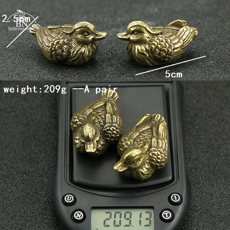 1 pair 210G Retro Delicate Mandarin Duck Figurines Solid Copper Animal Crafts Household Decorations Wedding Party AnniversaryDay