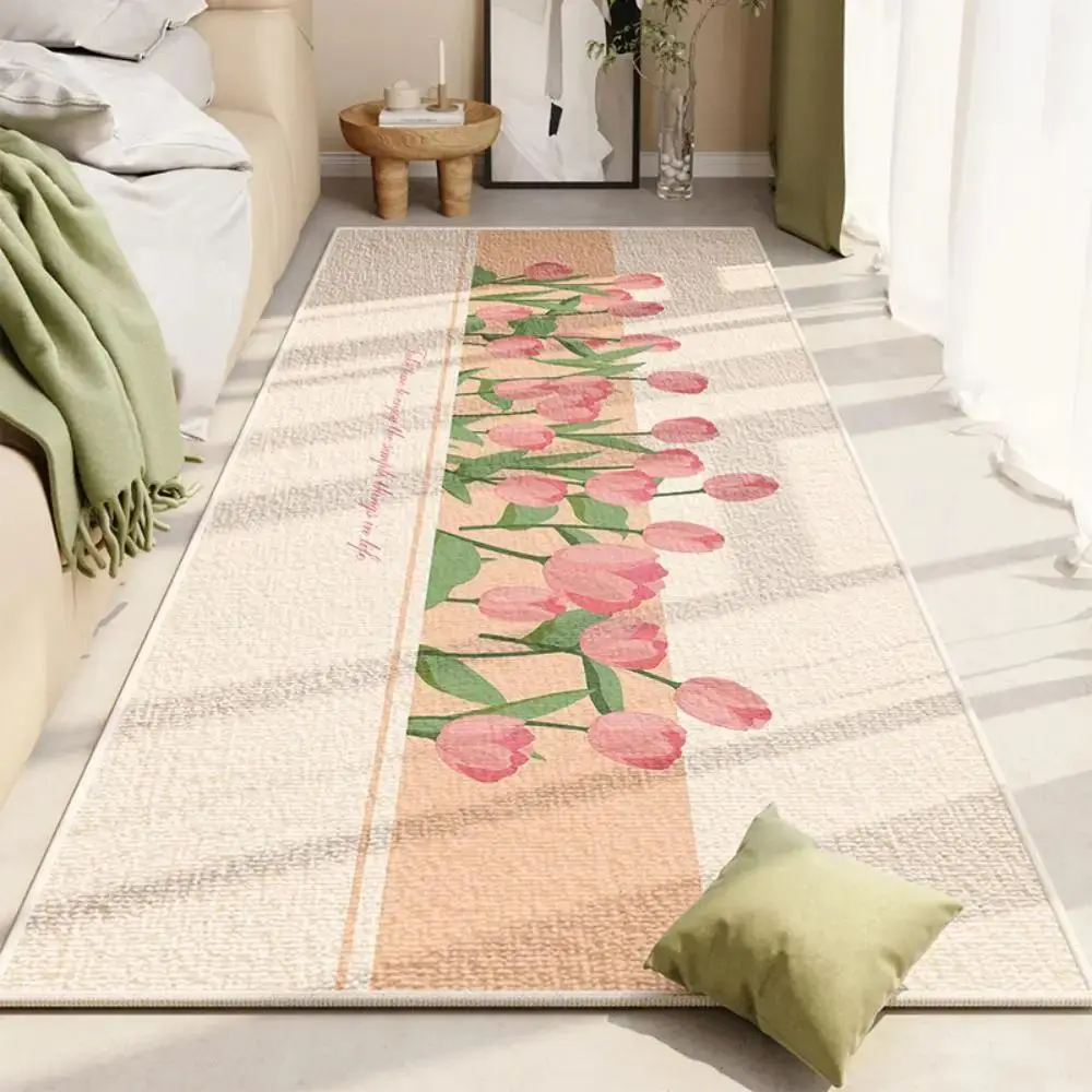 VIKAMA Small Fresh Crystal Velvet Carpet Girl Bedroom Decoration Bed Blanket Home Balcony Coffee Table Non-Slip Long Strip Mat