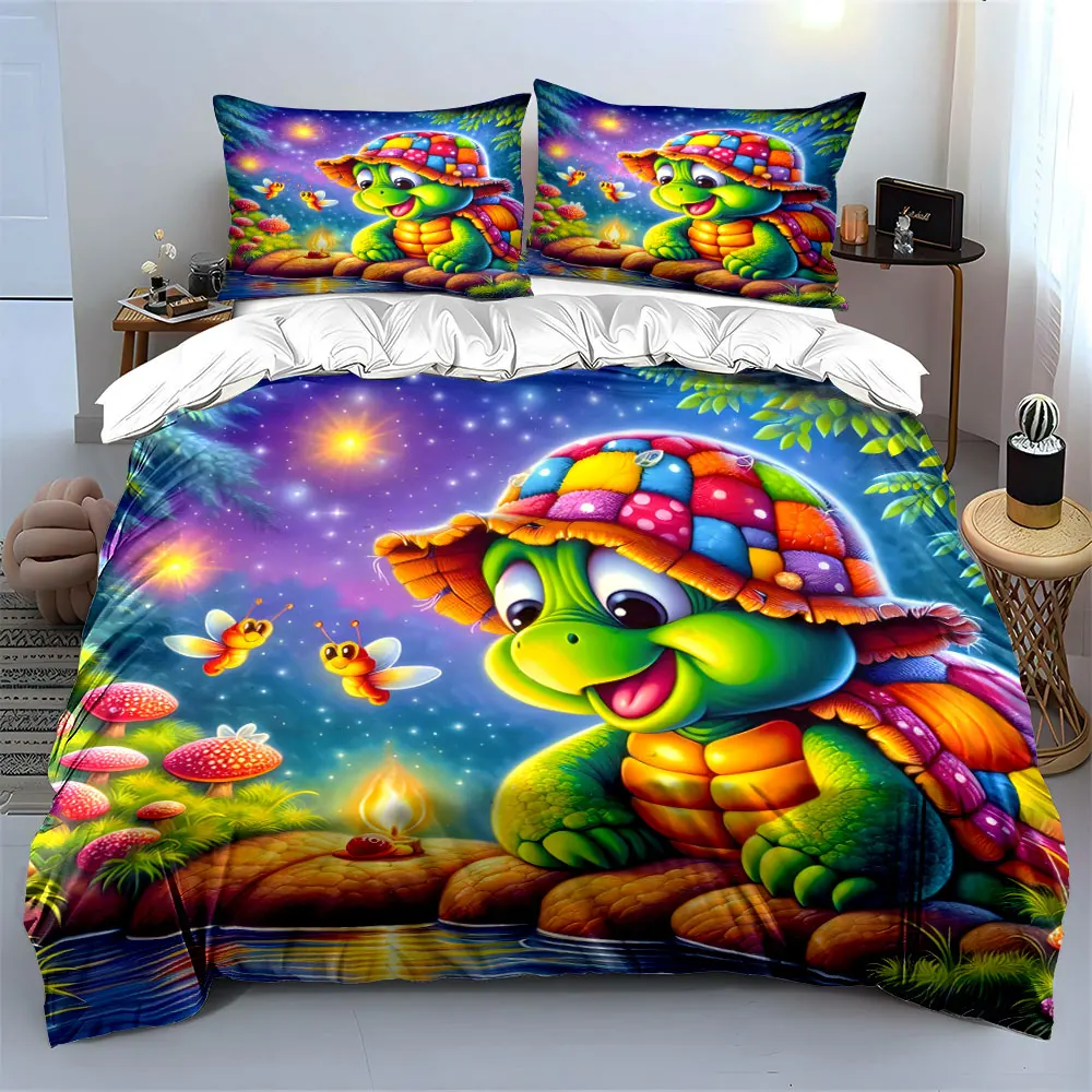 Cartoon Turtle Kids Room Set Multiple sizes kid's and adults' bedroom Exquisite 3PC bedding set, gift