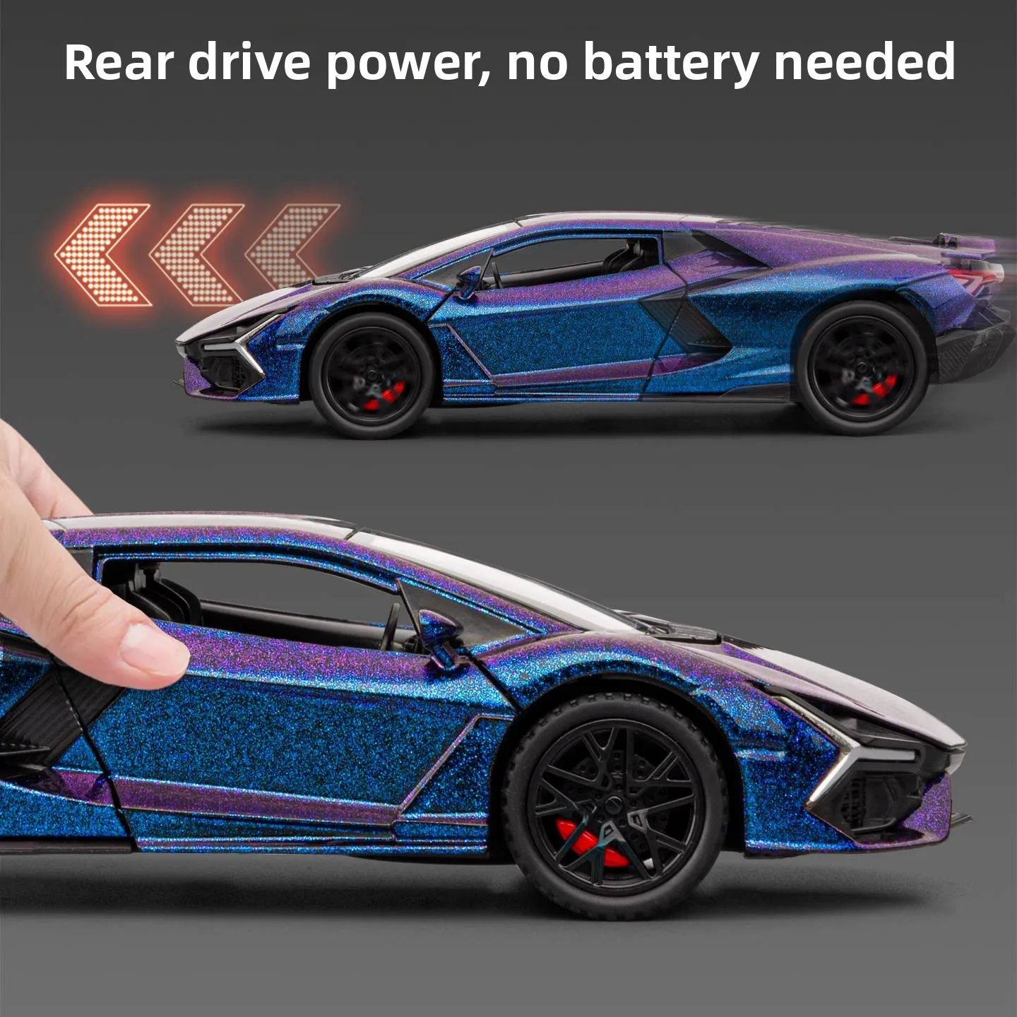 1:32 revuelto liga modelo de carro esportivo brinquedo diecast metal porta aberta som luz puxar para trás carro em miniatura menino presente natal