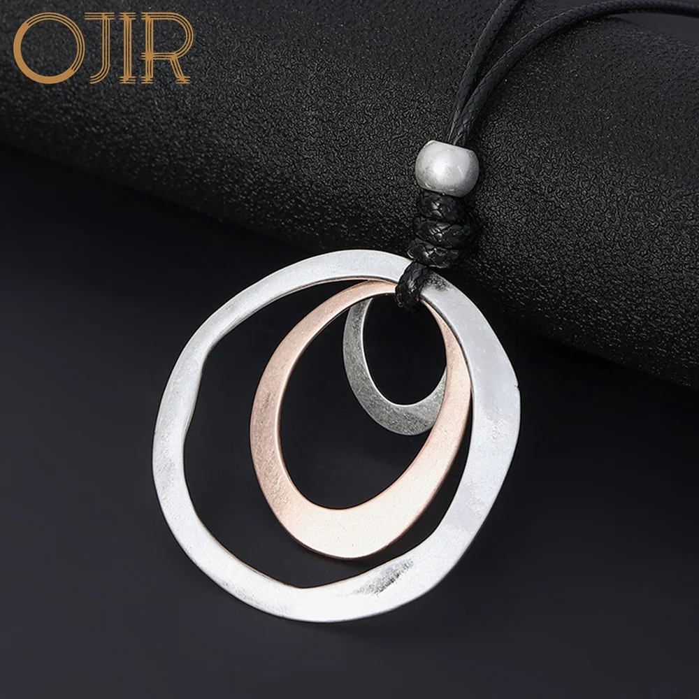 Korean Fashion Long Necklace Suspension Silver Color Round Pendants Goth Jewelry Accessories for Women Trending Products New in