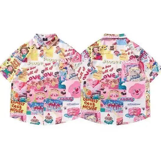 

Летняя рубашка допамина, мужская рубашка Rogue, красивый мультфильм, забавный полный принт, гавайская пляжная рубашка с коротким рукавом, модный топ