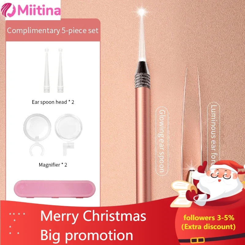 Visible Luminous Ear Scoop Set Safe and Visible Ear Scoop Artifact Ear Picking Tweezers Scalp Massager Ears Digging Eardroppings