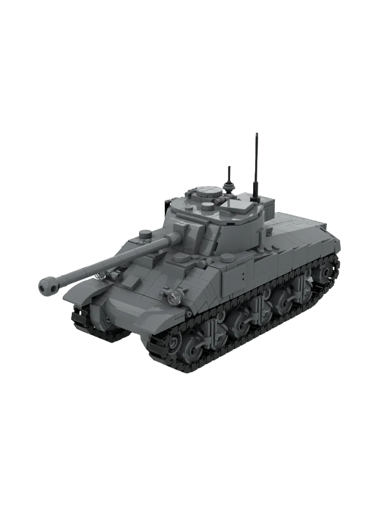 Set di blocchi da costruzione Scala 1:35 Sherman M4A4 Modello Firefly Militare Britannico Carro Armato Medio MOC-240126 mattoni per adulti Regalo di Natale