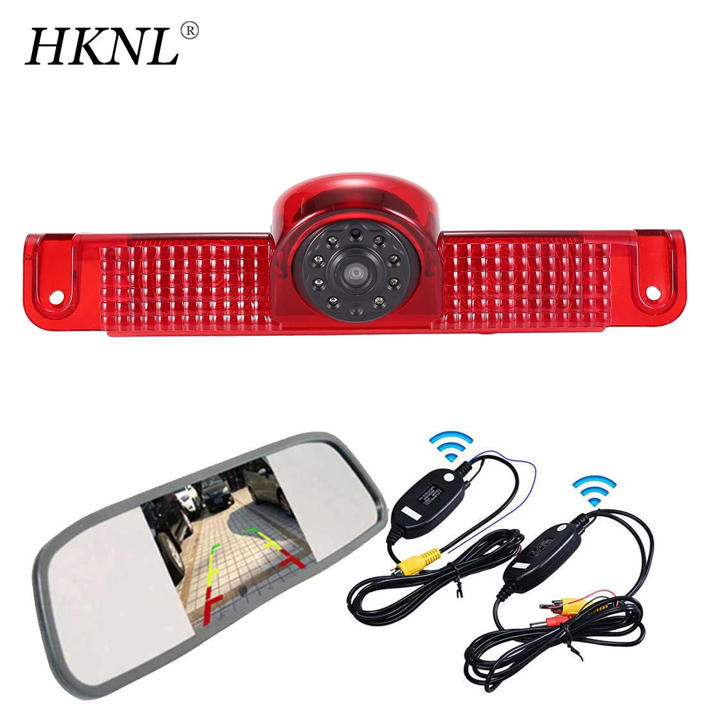 

HKNL LED CCD HD Car Reverse Camera+Mirror+2.4GHZ Wireless For Chevrolet Express GMC chevy Savana Exporer Brake Light transporter