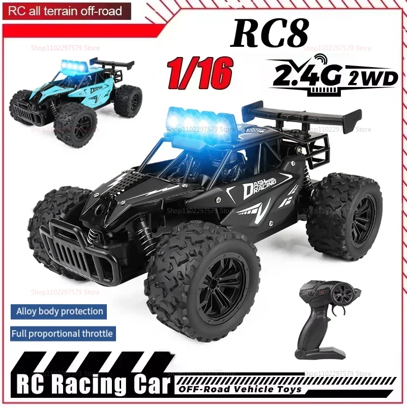 RC سبيكة سيارة 1:16 مقياس 2WD على الطرق الوعرة سيارة التحكم عن بعد مع أضواء LED و 20KM/H عالية السرعة للأطفال بنين بنات هدايا اللعب