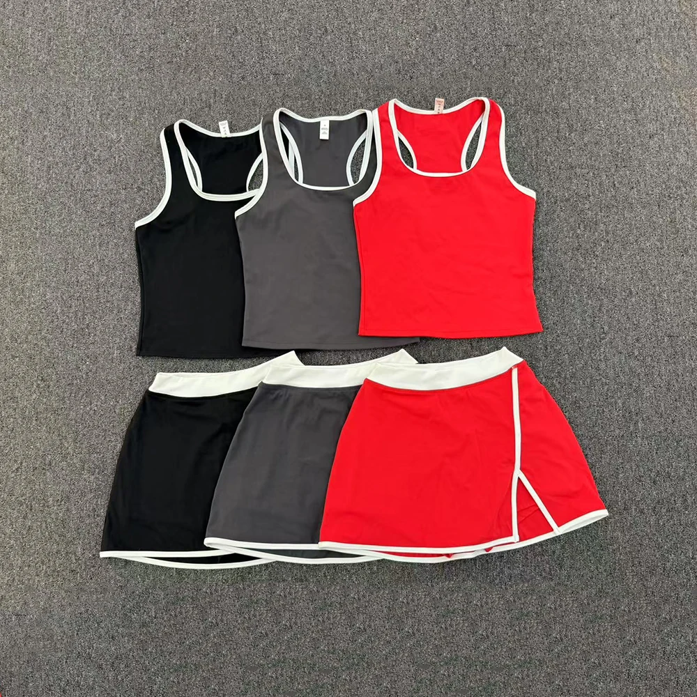 2 Pieces Yoga Set Gym Set Women Tracksuit Yoga Vest Sports Short Skirt Sport Suits Workout Sportswear Running Clothing Gym Wear - Image 6