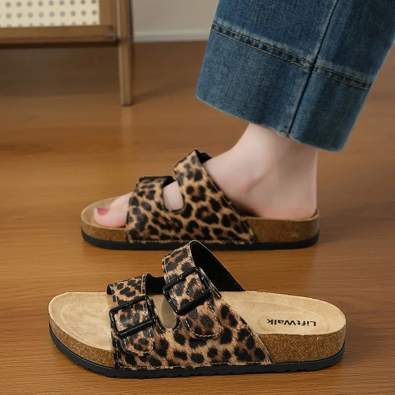 

2026 Spring Summer Soft Footbed Suede Women Sandals Fashion Wear Outside Couples Wear Cork Women's Slippers Retro Clogs Shoes