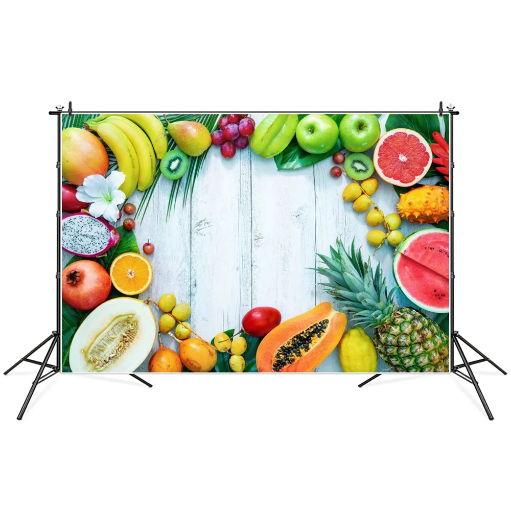 Tropische Groene Vruchten Collection Fotografie Achtergronden Zomer Houten Boards Platte Lag Achtergronden Fotografische Portret Props