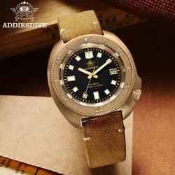 ADDIESDIVE Bronze Mechanical Watches Luxury Men Leather Analog Watch Luminous 200m Waterproof Diver Sapphire Automatic Watches