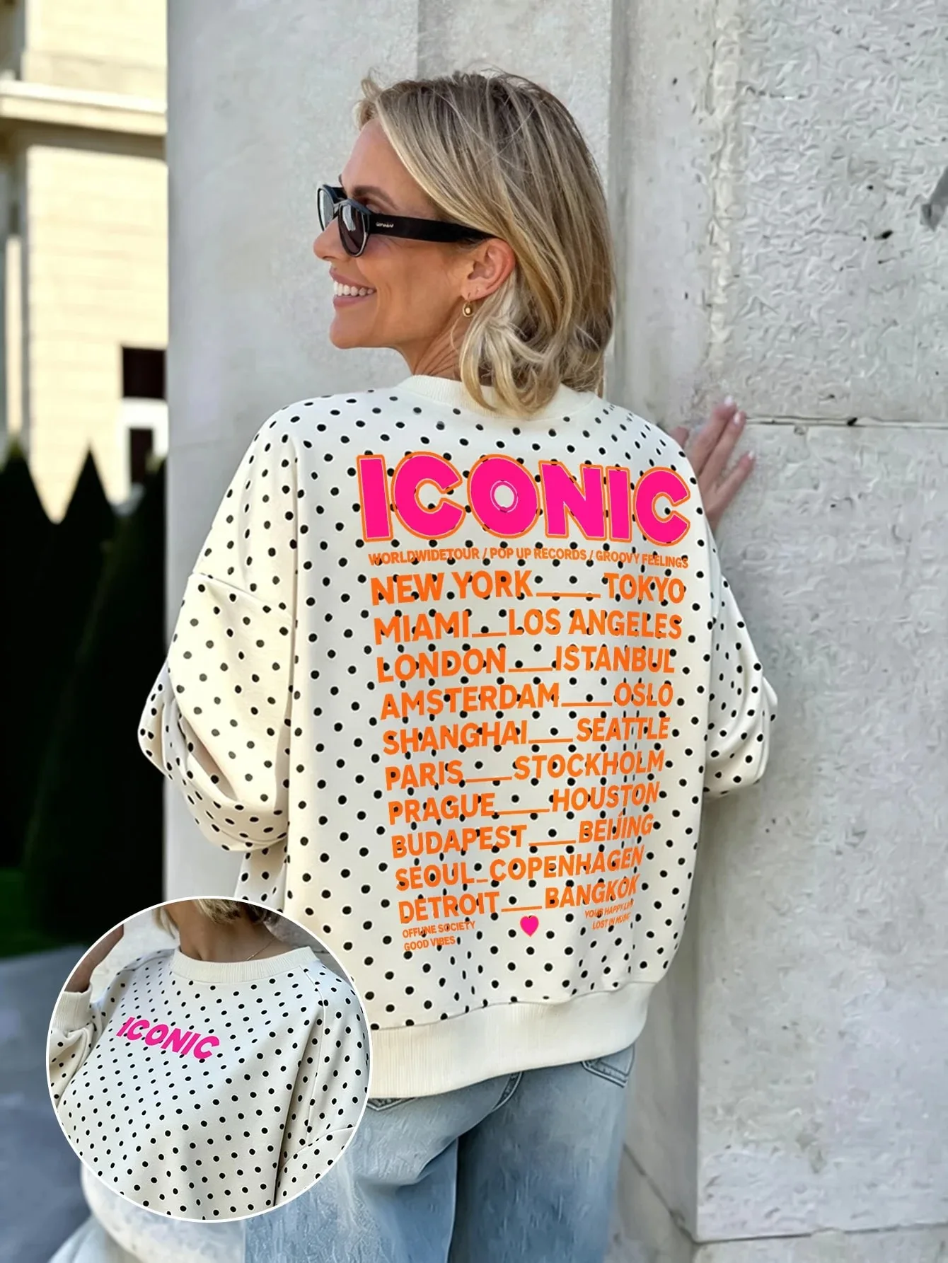 Women's Crew Neck Long Sleeve Sweatshirt, Camouflage Letter Graphic Back Print Loose Casual Streetwear Pullover