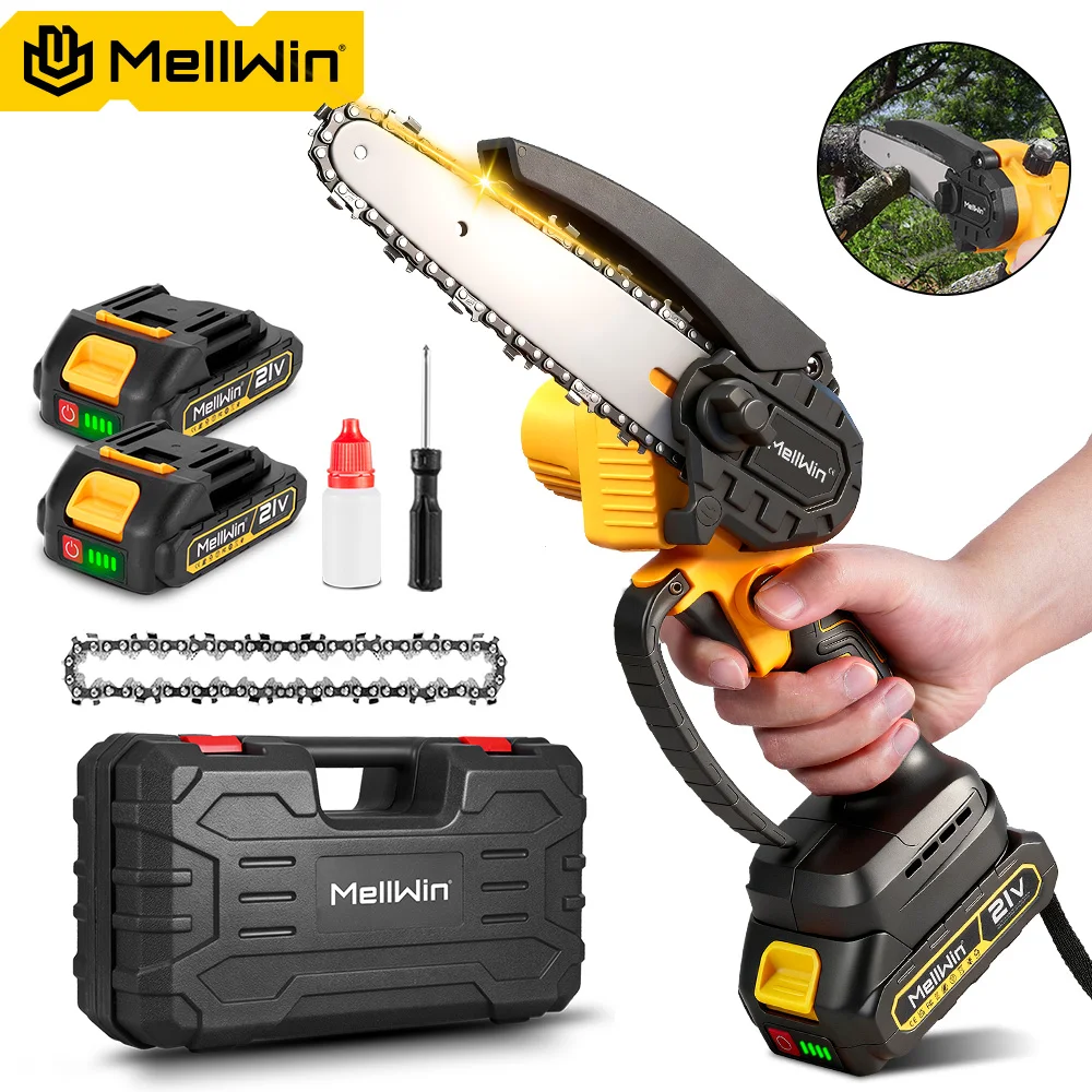 MELLWIN 6 pouces scie à chaîne électrique sans fil Mini scie d'élagage à main outil de scie de coupe pour le travail du bois pour Makita 18V batterie broche