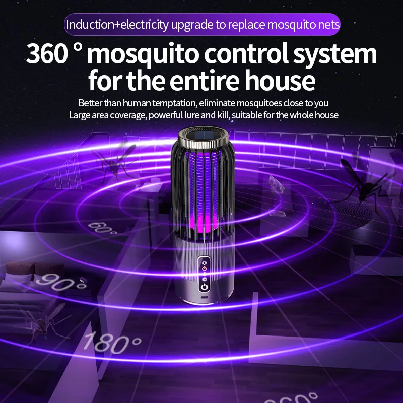 2500V Solar Powered Mosquito Lamp 3 Level Timing Control Outdoor Camping Mosquito Killer Repellent LED Terminator