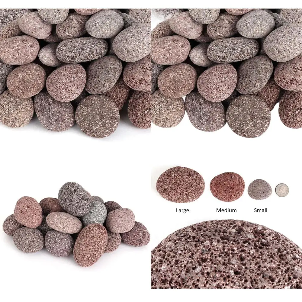 

3 красных камня из вулканической лавы - мешок из 50 фунтов галтованных камешков