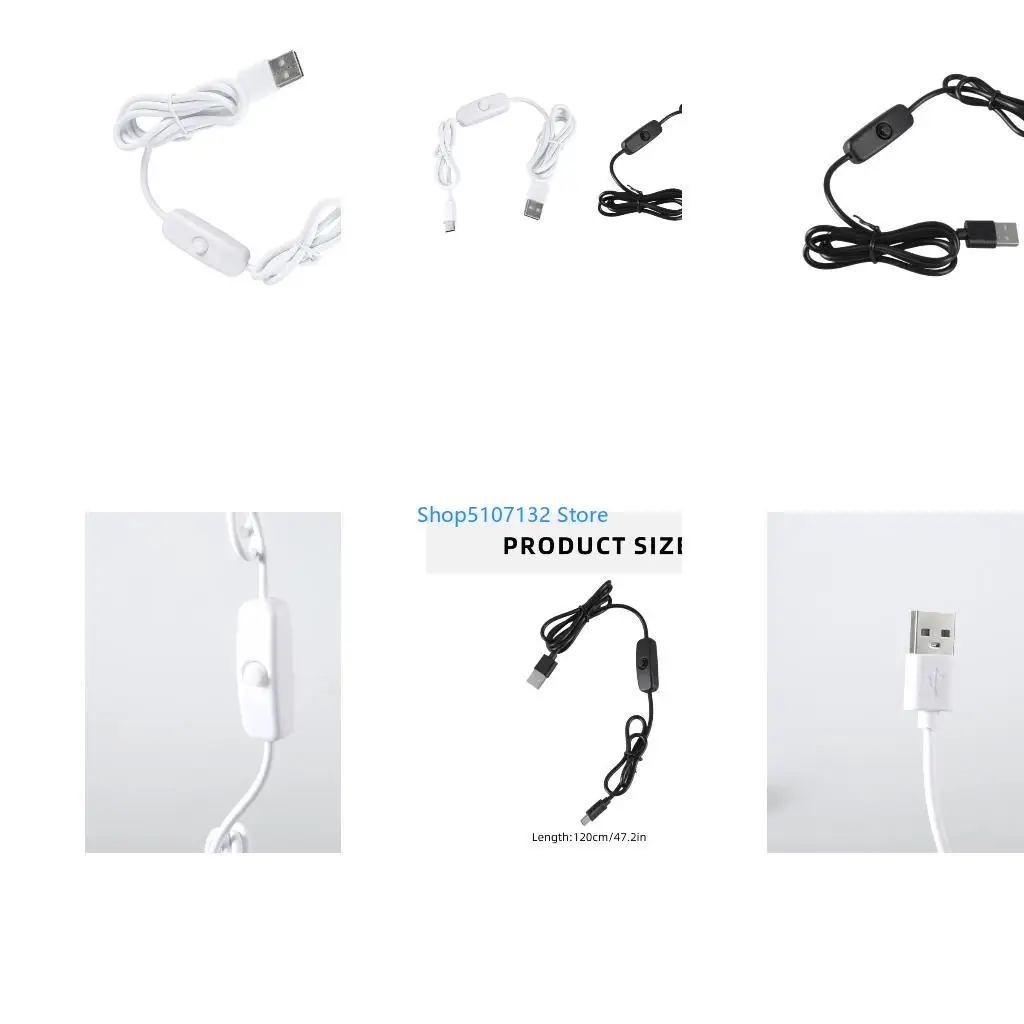 87HD USB to Type C Charging Cable Equipped with Switching Button Easy Control for Desk Lamp, Small Fan, Beauty Devices