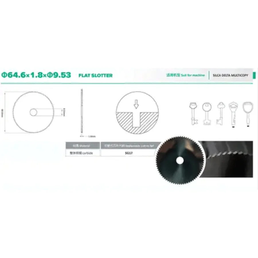 2 Pcs/lot Φ64.6x1.8xΦ9.52 Flat Slotter Key Machine Cutter Carbide Saw Blade Suitable For SILCA DELTA MULTICOPY