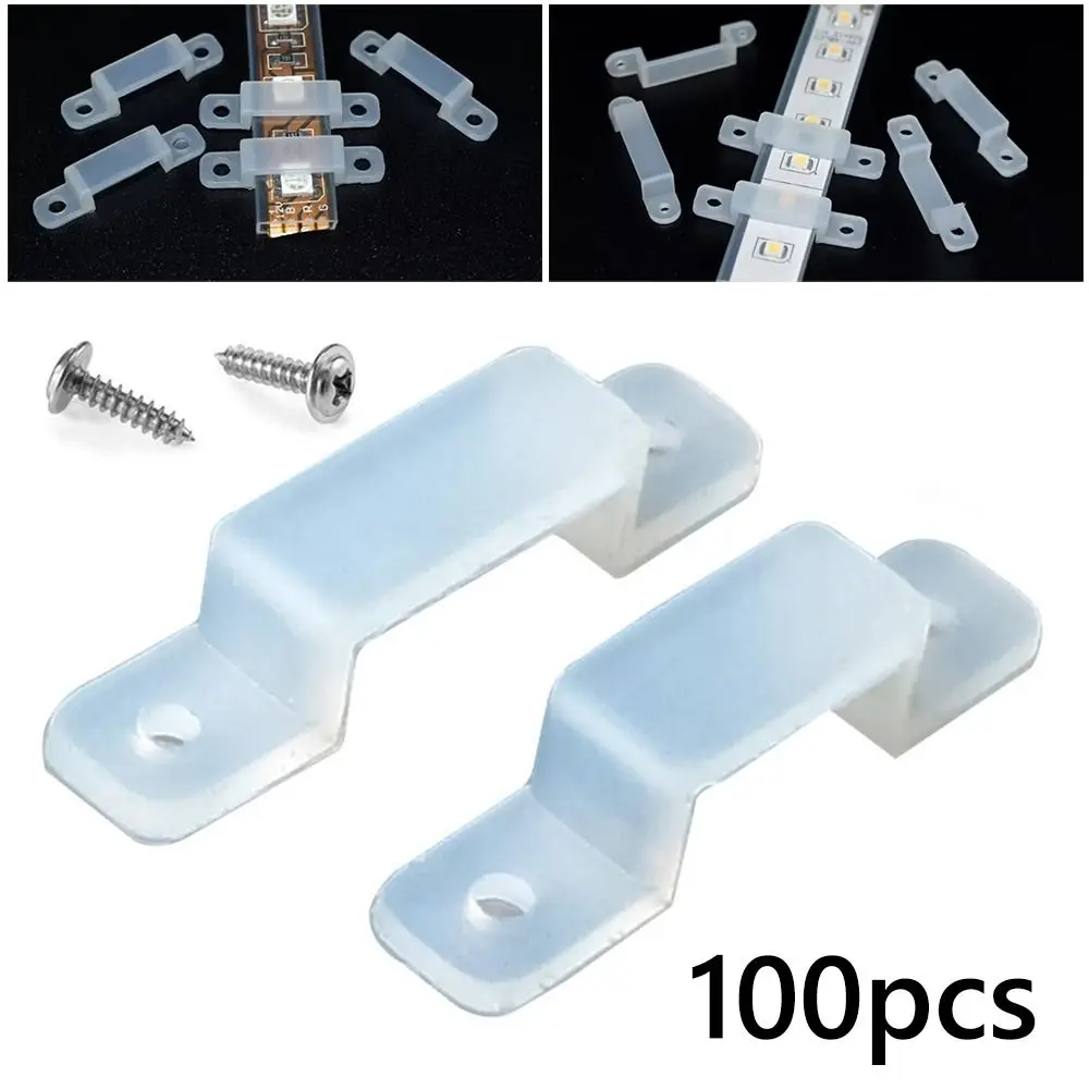 100pcs Silicone LED Strip Fix Clips 8/10/12/16mm No Shading LED Strip Mounting Brackets LED Neon Tube Fixing Clamp