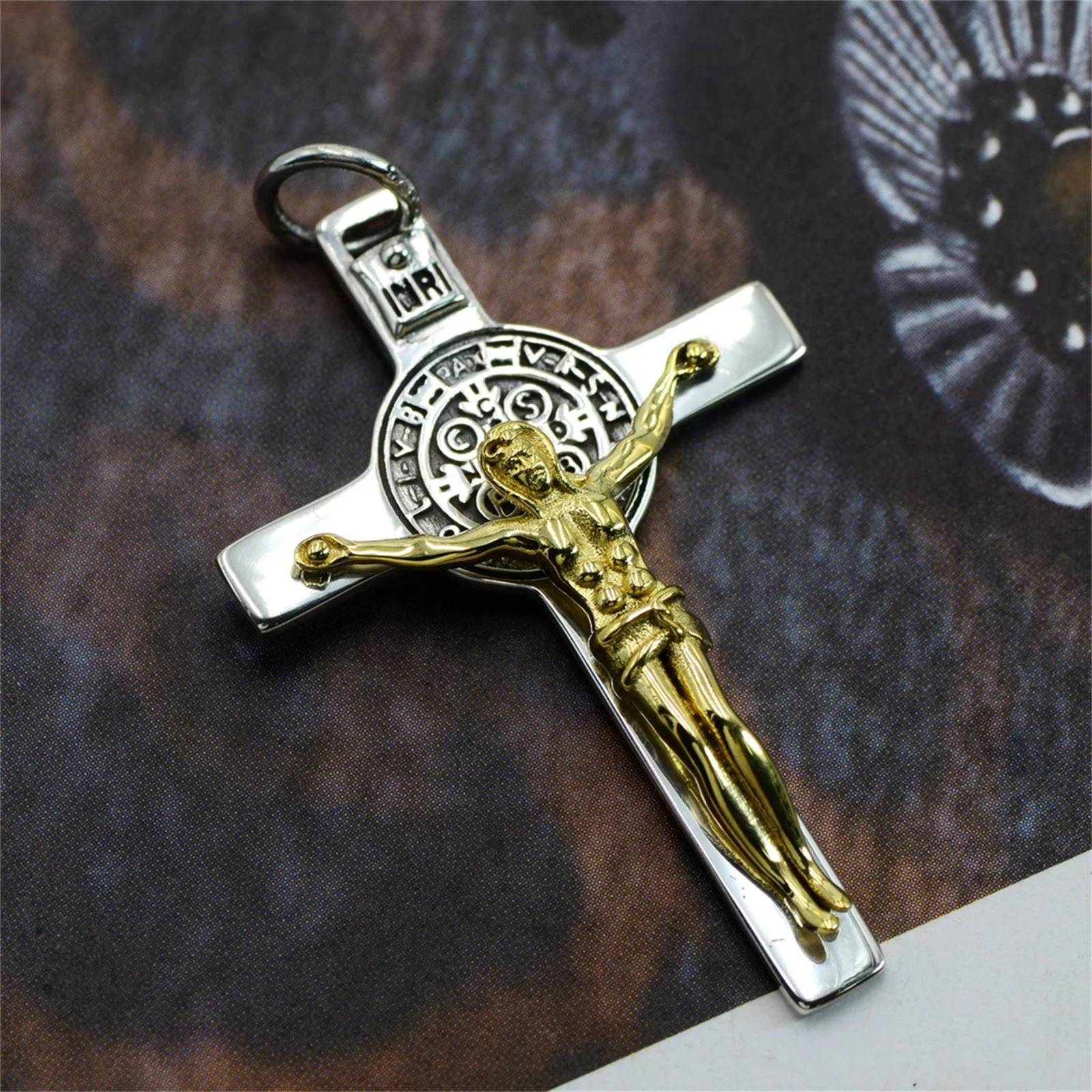 Happy Death Crucifix Sterling Silver 925 and Brass Saint Benedict Pendant Necklace for Men Women San Benito Exorcism Jewelry