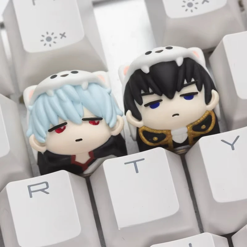 Anime Keycaps Gin Tama Sakata Gintoki Hijikata Toushirou Custom Artisan Key Caps Mechanical Keyboard Resin Keycap PC Gamer Gifts