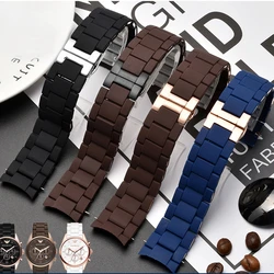 For Armani AR5890 5891 5906 5905 Waterproof Special Rubber Watch Strap Replace Bracelet Fashion Silicon Clad Steel Watch Band