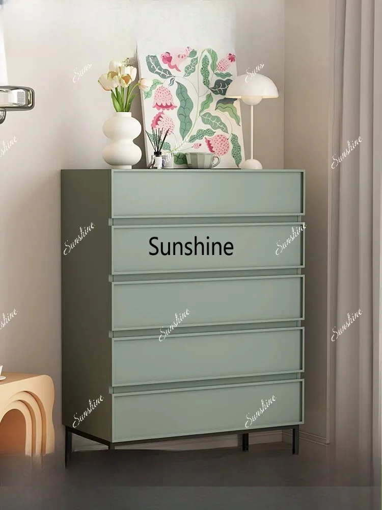 Italian-style minimalist five-drawer cabinet for the bedroom cream-style vintage bedside drawer storage cabinet