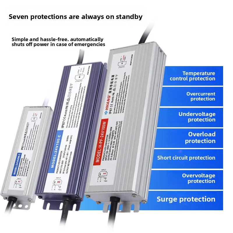 IP67 Waterproof Power Supply Fully Sealed Glue Filled Wide Voltage 12V 24V DC Output Ultra Thin LED Driver for Outdoor Engin
