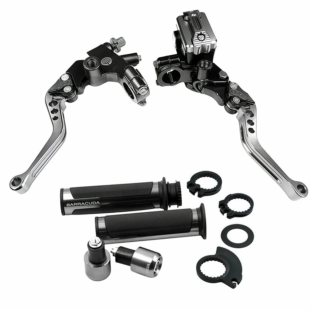 

Hydraulic Brake Clutch Lever Kit with 7/8" Throttle Grip 22mm Master Cylinder Motorcycle Handlebars Conversion Accessories