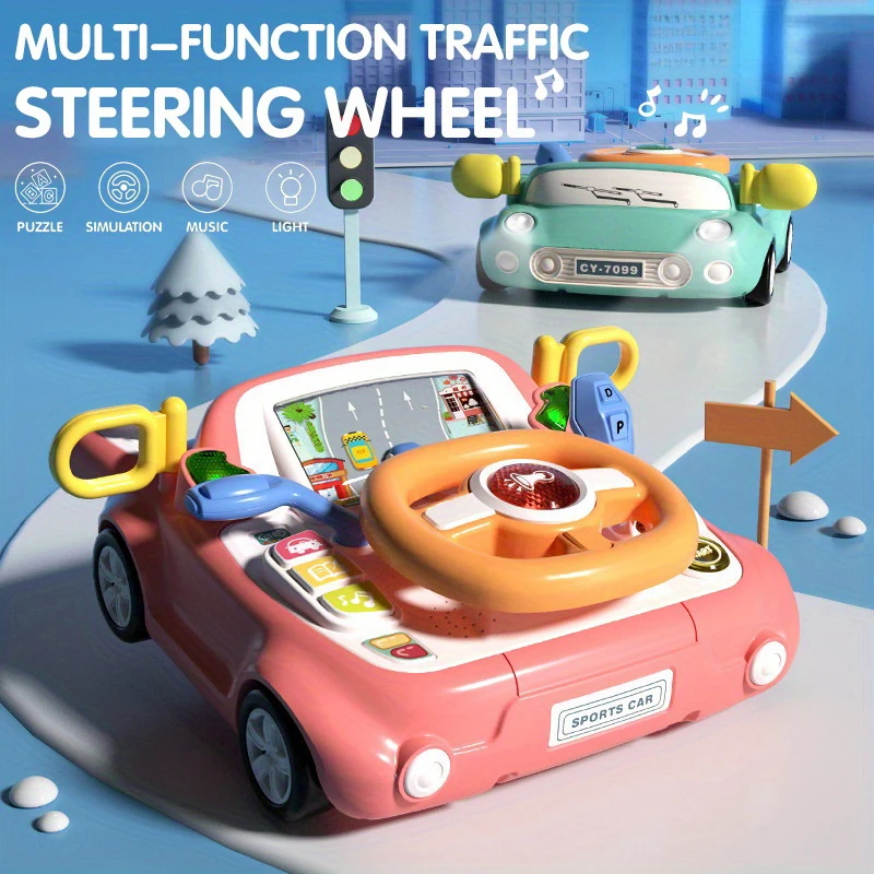 Baby Musical Interactive Educational Toy Steering Wheel Drive Toy Simulated Driving Racing Car Pretend Play Game with Music Toys